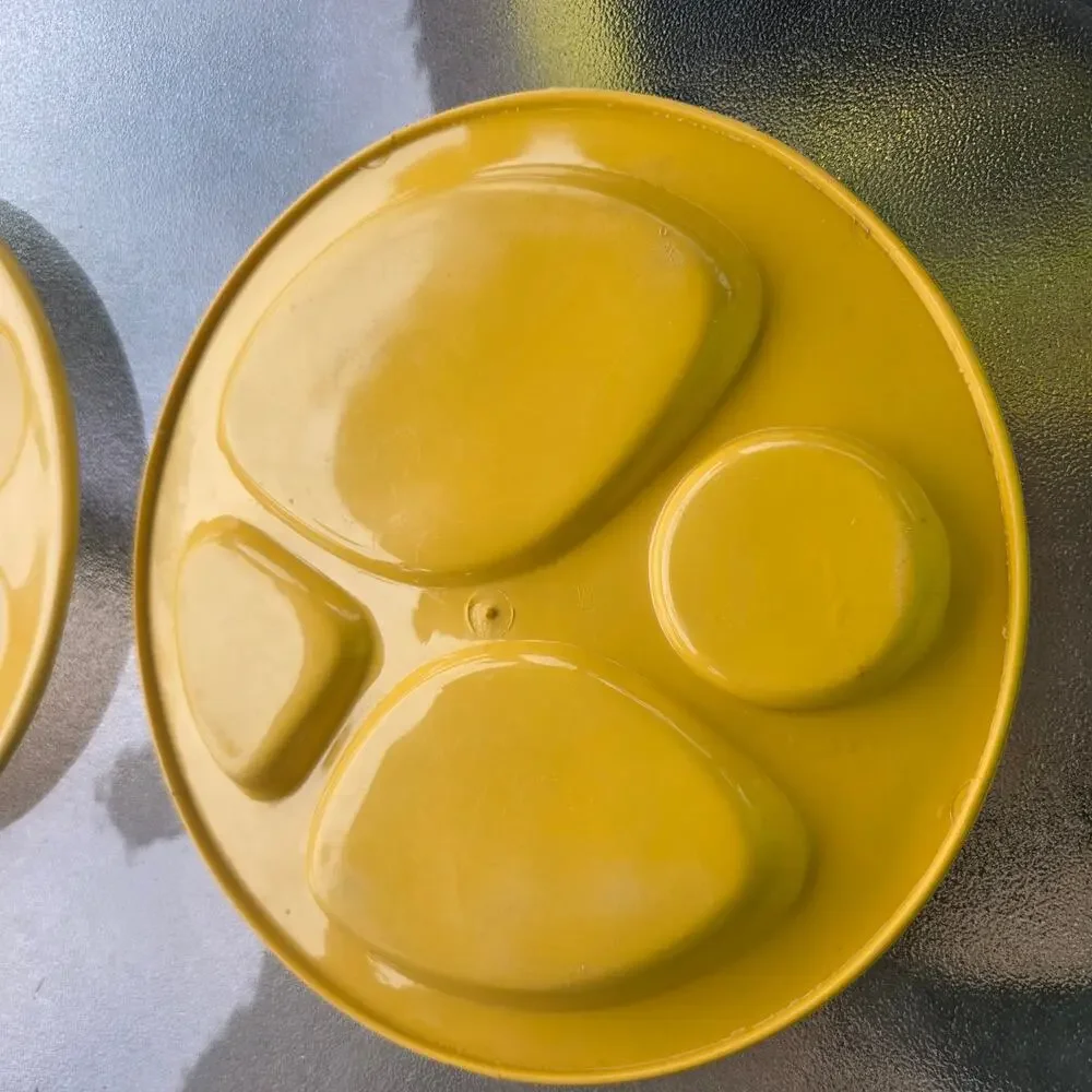 Vintage Mustard Yellow Divided Melamine Divided Plates Set of 2 Mid Century